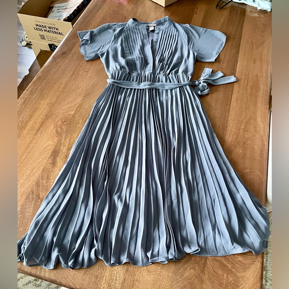 Adorable Grey Accordion Style Midi Dress